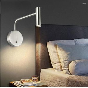 Lampada da parete montata dimmerabile da lettura a collo di cigno luce LED comodino testiera montaggio superficiale flessibile a 360 gradi