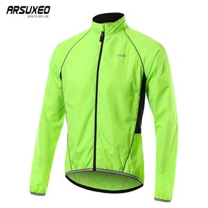 サイクリングジャケットArsuxeo Men Cycling Jacket Windproof Waterfroof Bike Jerseys MTB衣類ランニングウインドブレーカー薄い自転車風コート反射230928