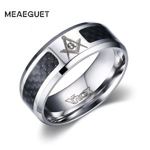 Pierścienie klastra MEAEGUET Black Men Masson Stael Masonic Whole punk Condey Fibre Wedding dla biżuterii323e