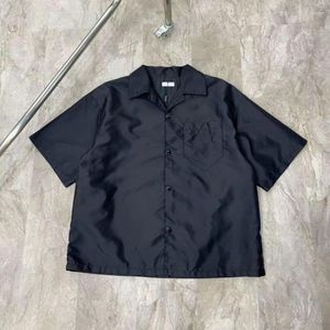 Camicie casual da uomo Camicia estiva da uomo e da donna a maniche corte Giacca Y2K Tessuto in nylon Tinta unita Tasca sul petto Cappotto allentato moda coppia