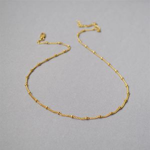Catene con perline in ottone e girocolli a catena basic in argento dorato Collane sottili199b