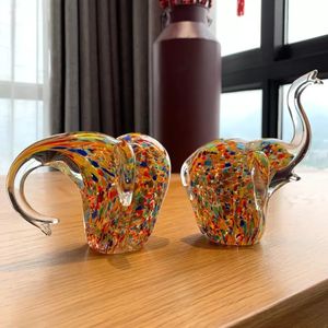 Decorative Objects Figurines Crystal Glass Elephant Table Ornament Sculpture Handmade Crafts in Blown Art Home Decor Gift 230928