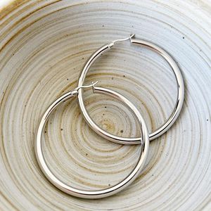 Orecchini pendenti Amaiyllis S925 Sterling Silver minimalista spesso liscio grande cerchio retrò esagerato grande cerchio orecchino gioielli