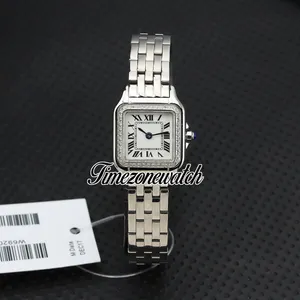 Nuovo 22mm Piccolo Panthere de WJPN0006 Orologio svizzero da donna al quarzo Quadrante bianco Lunetta con diamanti Bracciale in acciaio inossidabile Orologi da donna di moda Timezonewatch Z01b