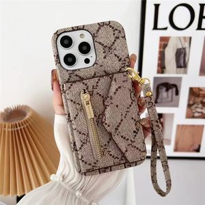 Designer Card Holder Phone Cases for IPhone 15 15pro Max 15plus 14 14promax 14plus 13promax 13pro 13 12 12pro 11 Pro Max Luxury Leather Zipper Wallet Phone Cover 65798