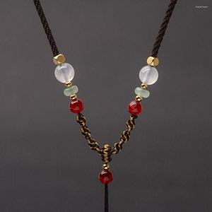 Kedjor tröja kedja halsband rep runda pärlkläder hänge hängande ornament vävd bomull justerbar trendig