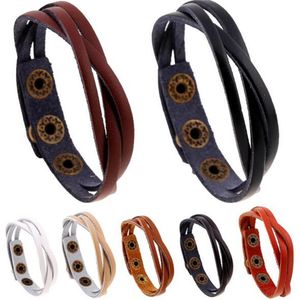 2017 New Vintage Snap Braceter Men Men Adactable Leather Rap Bracetet