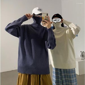 Men's Sweaters Turtleneck Unisex Solid Color Knitted Pullovers Shirt Tops Autumn Winter Soft Kintted Jersey Couple Harajuku Jumper