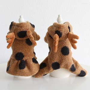 Hundkläder Big Polka Dot Elk Pet Clothes Pyjamas Dress Cat Coats Puppy Floral Clothing for Dogs Teddy Coffee