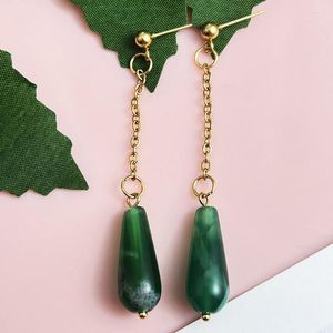 dangle earrings bohoグリーン天然石