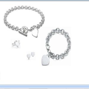2020 10 colors available stainless steel thick chian with heart plate ring bracelet and Pendant Necklaces set with box an249e