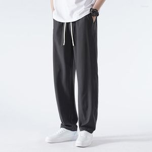 Men's Pants Ice Silk Summer Thin Baggy Straight Trousers Draping Boys Quick-Drying Track Wide Leg Casual Men