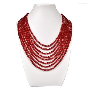 Chains Faceted 4 6mm Red Multi-layer Cutting Glass Crystal Fit Manual Diy Necklace 17-25inch For Female Wholesale