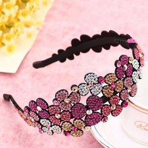 Hair Clips Retro Women Three Petals Flowers Headband Luxury Czech Crystal Non-slip Border Girl Hairpin Ms Fancy Accessiftsories