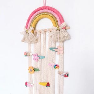 Vägg klistermärken regnbåge rum dekor hårklipp lagringsarrangörer för flickor kawaii macrame baby sovrum barnkammare dekoration 230928