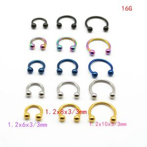 Horseshoe 316L Surgical Steel Nostril Nose Ring circular piercing ball Body Jewelry Rings CBR earring16G 6MM 8MM 10MM 50pcs lot3031