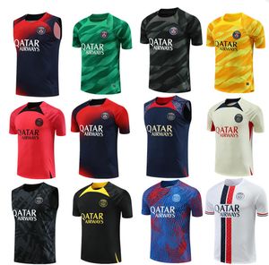 23 24Paris soccer jerseys Training Shirt MBAPPE 7 HAKIMI SERGIO RAMOS 2023 2024 Men Football Shirts Adult Short Sleeve Sportswear