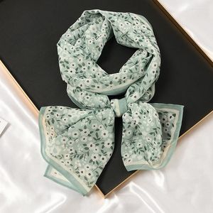 Scarves Women Soft Chiffon Wide Scarf Elegant Floral Gauze Kerchief Smooth Long Shawl Female Stylish Silk Neckwear 35 140 Cm