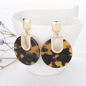 Dangle & Chandelier Tortoiseshell Trendy Jewelry Geometric Design Earrings For Women Bohemian Drop Gold Hook Eardrop Acrylic Gifts225t