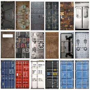 Wall Stickers Imitation Metal Wooden Container Box Door Sticker Self Adhesive PVC Wallpaper Living Room Bedroom Decorative Poster Murals 230928