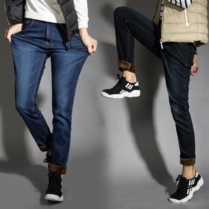 Men's Jeans Thick Warm Winter With Fleece Lining For Men Stylish And Elastic Casual Denim Pants