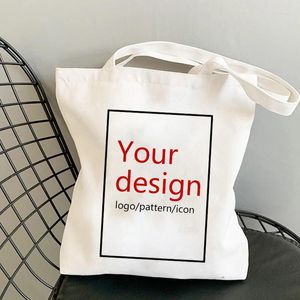 Shopping Bags Personal Customize Design Diy Shopper Tote Bag Linen Canvas Your Picture Print Shoulder Collapsible