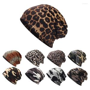BERETS Fashion Bonhets Autumn Winter Leopard Stripe Print Beanies Hat Women Pullover Cap Men Outdoor Animal Texture Hip Hop Skull Caps