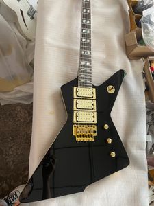 Seltener Iceman Paul Stanley Gloss Black Zerstörer E -Gitarre Floyd Rose Tremolo Bridge Whammy Bar Abalone Perl Block Inlay Gold Hardware