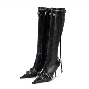 Boots Paris Station Fashion Women's Boots Pointed Toe High Heel Boots Sexy Motorcycle Boots Four Seasons Party Over Knee Boots 230928