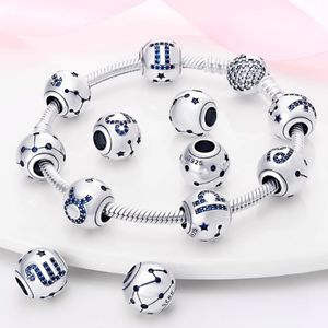 925 Srebrne koraliki Uroki Fit Women Charm Nowe dwanaście konstelacji koraliki oryginalne