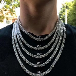 Hiphop bling smycken mens halsband silver guld diamant halsband 3mm 4mm 5mm isad ut tenniskedja331e