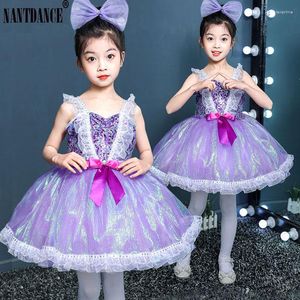 Palco desgaste roxo profissional ballet tutu adultos criança flor vestido para meninas crianças collant bailarina mulheres dança