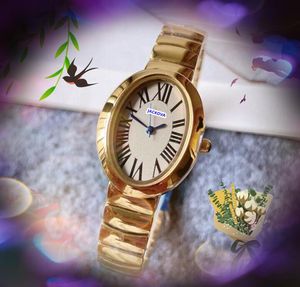 Oval Shape Roman Tank Series Dial Watches Small Simple Women Full Steel Band Quartz Movement Clock all the crime Rose Gold Silver Wristwatch Montre de Luxe Gifts