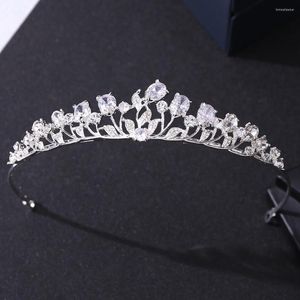 Fermagli per capelli Strass Cristallo Zircone Corone nuziali e diademi Foglia 3A CZ Accessori per copricapo di compleanno HQ0228