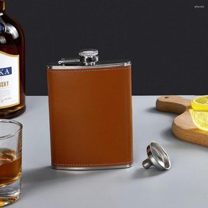 Flachmänner 6/7/8 Unzen Pu-Leder Wrap Whisky Flagon Edelstahlflasche Alkohol Whisky Wein Topf Flasche Wodka Likör Tasche