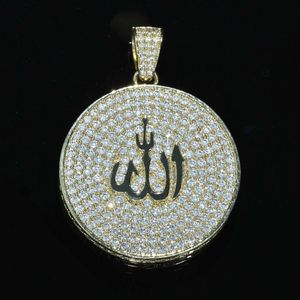 Wholesale Pass Diamond Tester Ice Out VVS Moissanite 925 Silver Hip Hop 1.5Inch Round Allah Pendant Islam Men Necklace