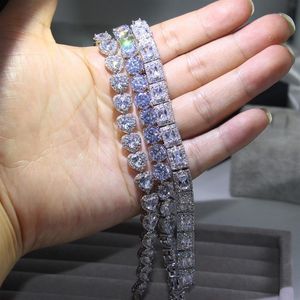 3 Style Victoria Luxury Jewelry Shinning 925 Sterling Silver Full Princess Cut White Topaz Cz Romond Romania Bracelet For277L