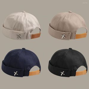 Basker vintage kupol hatt fast färg dockare mens melon beanie cap hål hyresvärd beanies 2023 män hattar