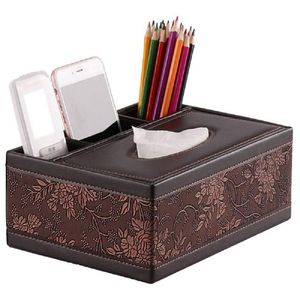 Rectangular Tissue Box Cover Fashion pattern Leather Pen Pencil Remote Control Tissue Box Cover Holder Storage Container255Y