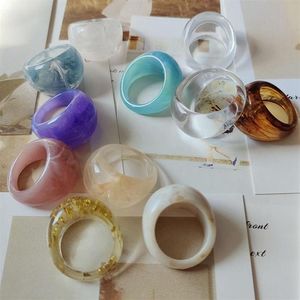 Cluster Rings Plastic Ring Dyed Decorative All Match Resin Acrylic For Woman Man Geometric Transparent Jewellery224b