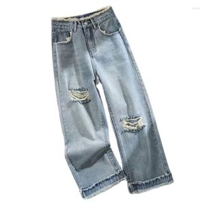 Jeans da donna con fori Pantaloni corti Pantaloni a gamba larga Trendyol Donna Jean Abiti larghi Streetwear coreano Y2k Moda Grunge Corea del Sud