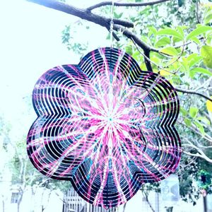 Wall Stickers 3D Rotating Wind Chime Spinner Snowflake And Lightning Stainless Steel Mirror Metal Home Garden Decoration Outdoor Ornaments 230928