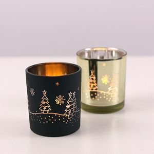 Candle Holders Gold Home Decor Christmas Tree Cup Plated Glass Table Candlestick