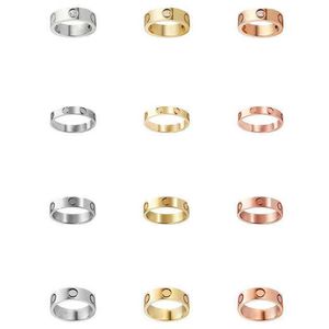 Mode Lover Rings Womens Designer Ring Par Jewelry Band Titanium Steel With Diamonds Classic Gold Silver Rose Valfritt storlek 4267U