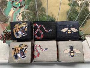 Wysokiej jakości moda mężczyźni zwierzęcy krótki portfel skóra czarny wąż tygrys pszczoła portfele kobiety torebki uchwyty karty kobiety torebki z pudełkiem JN8899