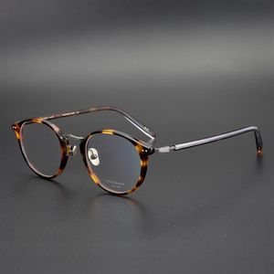 Orijinal Asetat Gözlükleri Çerçeve Kadın Optik Çerçeveler Adam Yuvarlak gözlükler 46mm Retro Japonya Gözlük Markaları Monturas de Lentes200Q