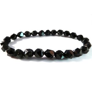 Charme Pulseiras Mens Black Tourmaline Stretchy Pulseira Facetada Estrela Corte Beads Frisado Cura Pedra Meditação Jóias Presente Para Me243f