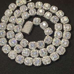 9 мм теннисный браслет-цепочка с кластерными бриллиантами, настоящие твердые ледяные мужские и женские кубические циркониевые камни, блестящие ювелирные изделия в стиле хип-хоп, 16-20 дюймов234d