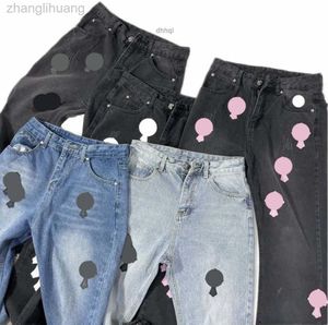 Men's 2023 Mens Designer Make Old Washed Jeans Chrome Straight Trousers Heart Letter Prints for Women Men Casual Long Style