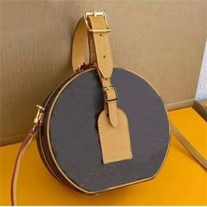 Petite Boite Chapeau Yuvarlak Çanta Tasarımcı Omuz Çantaları Kadın Çapraz Bag Gerçek Deri Tote Çanta Çanta Moda Makyaj Çantası Katı Kahverengi Lüks Küçük Bagm44699 M43514